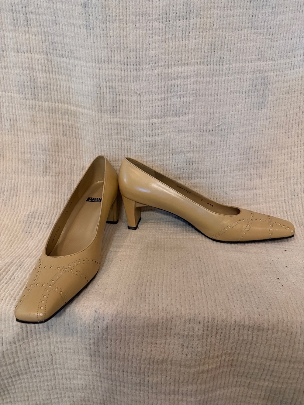 Stuart Weitzman Beige Block Heel Pumps 9.5